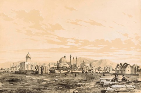 The historical cemetery in Isfahan, Persia, Iran, Takht-e-Foulad, authentic, digitally restored