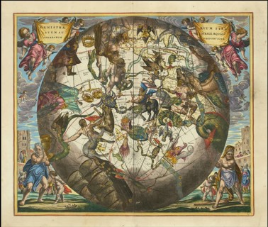 Ancient star map, specifically a depiction of the southern hemisphere, Haemisphaerium Stellatum