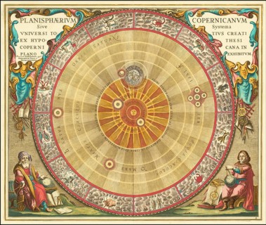 Historical astronomical map titled Planisphaerium Copernicanum. It comes from the atlas Harmonia