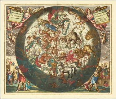 Sky map of the northern sky, known as Hemisphaerium Boreale or Northern Stellar Hemisphere, from