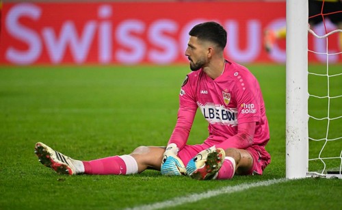 Goalkeeper Fabian Bredlow VfB Stuttgart (01) disappointed Football, UEFA EUROPA LEAGUE, MHPArena,