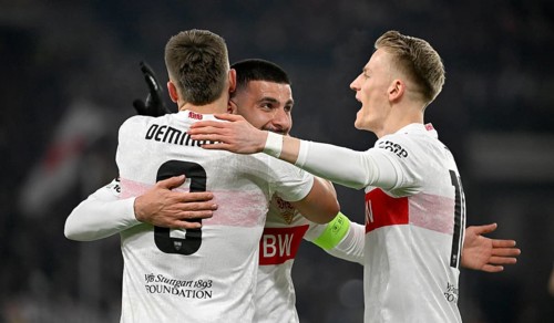 Goal celebration Ermedin Demirovic VfB Stuttgart (09) Deniz Undav VfB Stuttgart (26) Chris Fuehrich