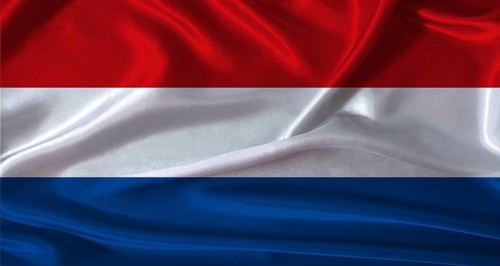 National flag of the Netherlands with cloth texture. Netherlands flag with realistic texture