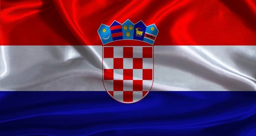 Croatia flag with cloth textured background. National flag of Croatia with realistic texture