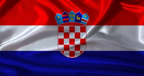 National flag of Croatia with cloth texture. Croatia flag with realistic texture background