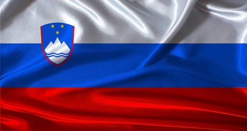 National flag of Slovenia with cloth texture. Slovenia flag with realistic texture background