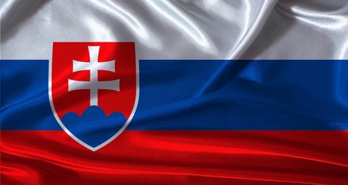 National flag of Slovakia with cloth texture. Slovakia flag with realistic texture background