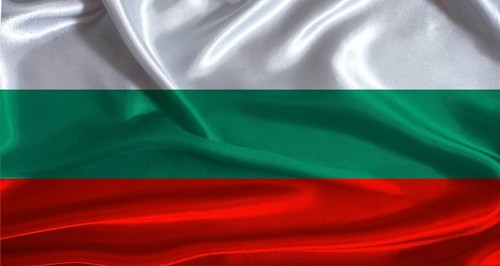 Bulgaria flag with cloth textured background. National flag of Bulgaria with realistic texture