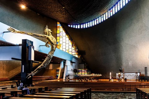 Oversized figure of Christ, church of the Mother of God Queen of Poland, 20th century, Nova Huta,