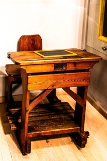 Rettig school desk, Silesia 19th century, Piast Castle Museum, 16th century, Gliwice, Poland
