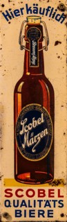 Enamel plate as an advertisement for Scrobel quality beers, 20th century, Piast Castle Museum, 16th