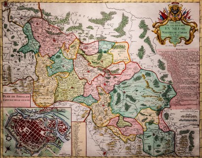 Map of Silesian theater of war and city map of Wroclaw by Georges Louis Le Rouge, court geographer