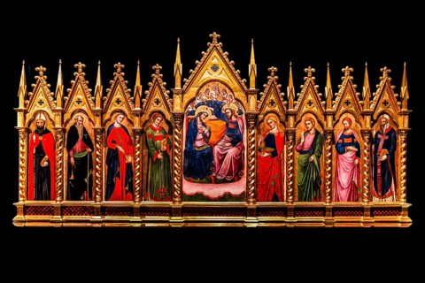 Central part of the polyptych — Coronation of Mary with Saints Anthony, Augustine, Blaise, Philip,