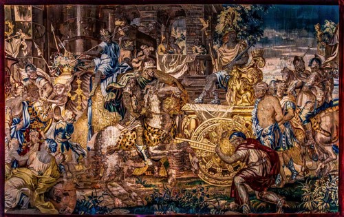 Decorative tapestry with scene of Alexander the Great invading Babylon, France 17th-18th century,