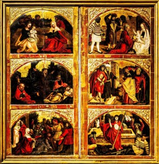 Winged altar diptych with scenes from the life of St. Eligius, Pere Nunyes, 1526, Czartoryski