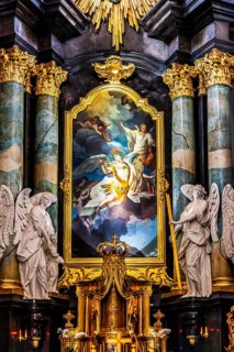 Altarpiece by Tadeusz Kuntze (ca. 1758), Pauline Basilica, Church on the Rock, 14th century,