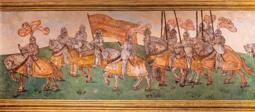 Ceiling fresco with knights, Wawel Royal Castle, former residence and seat of government of the
