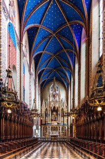 Main nave with choir stalls, Dominican Basilica, 1222, Krakow, Poland