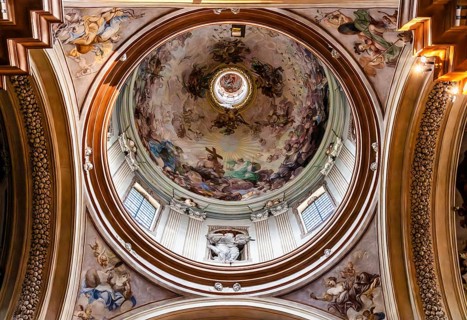 Dome, St. Anna church in baroque style, 1381, Krakow, Poland