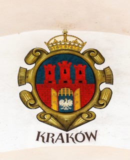 City coat of arms of Krakow, Rynek with Cloth Hall, from 13th century, Main Market Square, landmark