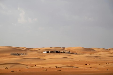 Bedouin camp in the sand dunes in the Wahiba Sands desert, Oman