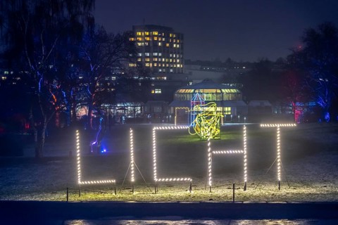Park lights, events in winter, in the Grugapark in Essen, many different light installations,