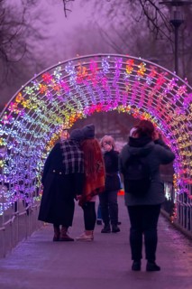 Park lights, events in winter, in the Grugapark in Essen, many different light installations,