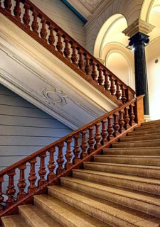 Restored staircase, interior design in the Museum of Communication on Leipziger Straße in Berlin