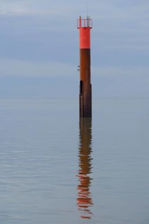 View of a dolly standing in the mouth of the Weswr towards the North Sea, Bremerhaven, Bremen,