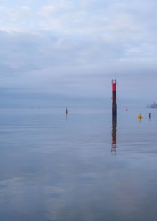 View across the Weser estuary towards the North Sea, Bremerhaven, Bremen, Germany