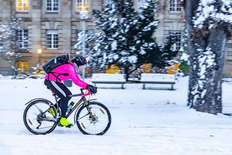 Winter in Stuttgart. It snowed overnight and the city is wintry white early in the morning.