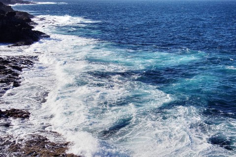 Dynamic image of powerful waves rolling towards the coast, Playa Blanca Lanzarote