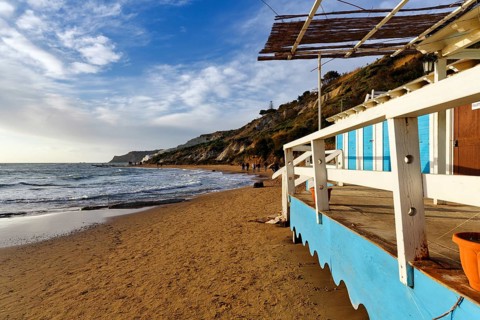 Beach house, Lido Scala dei Turchi, Realmonte, Agrigento, Sicily, South Coast, Mediterranean Sea,