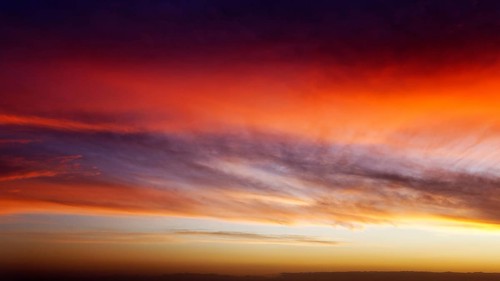 Sunset, colorful evening sky, cloudy sky, Realmonte, Agrigento, Sicily, south coast, Mediterranean