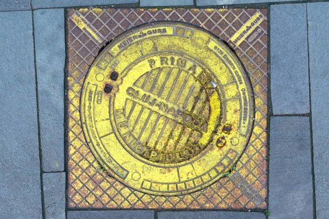 Manhole cover of the city of Cluj-Napoca, Transylvania, Romania