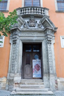 Entrance portal of the Piarist Church, early Baroque 1724, Cluj-Napoca, Transylvania, Romania