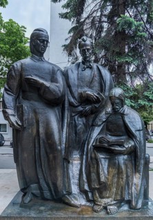 Group of statues The Transylvanian School, a work by sculptor Romulus Ladea, Cluj-Napoca,