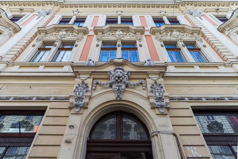 19th century decorative house facade, Cluj-Napoca, Transylvania, Romania