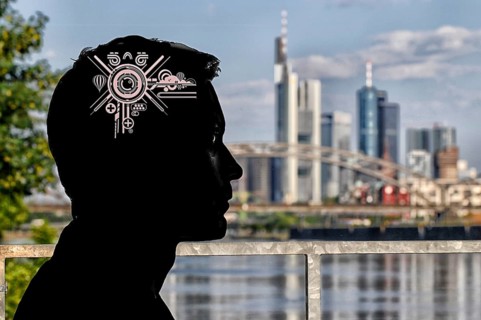 Symbol, future, building, designing, future, architect, engineer, technician, cyber robot, young