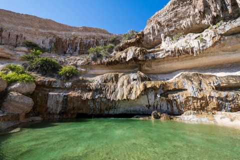 Wadi Shuwaymiyah Limestone Gorge, freshwater pool, Dhofar, Oman Dhofar, Oman