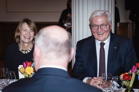Elke Büdenbender, Kai Wegner and Frank-Walter Steinmeier at a dinner in honor of the Honorary