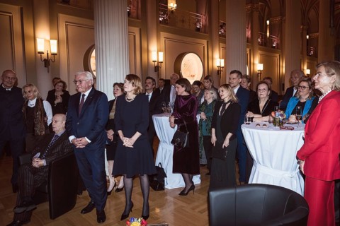 Daniel Barenboim, Frank-Walter Steinmeier, Elke Büdenbender and other guests during a speech by Kai