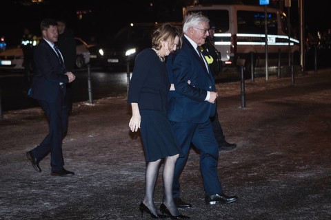 Frank-Walter Steinmeier with woman Elke Büdenbender arriving for dinner in honor of the Honorary