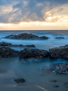 Sunrise on the beach, coast near Sadah, Oman