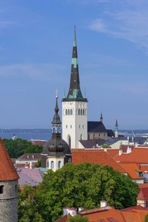 Spire of the Baptist St. Olaf's Church, Oleviste kirik in the Old Town of the city Tallinn in