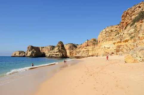 Beach and rocky coast, Praia da Marinha, Algarve, Portugal