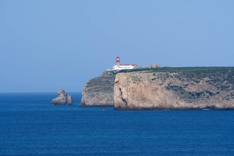 Lighthouse on the cliffs, Cabo de Sao Vicente, Sagres, Algarve, Portugal