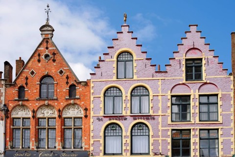 Guild houses on the Grote Markt square, Bruges, West Flanders, Flanders, Belgium