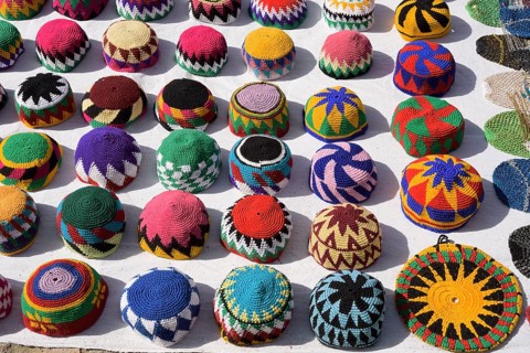 Traditional headdresses at a bazaar, Aswan, Egypt