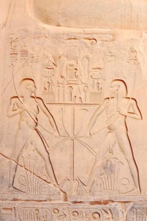Relief of Sema-taui symbol, Luxor Temple, Luxor, Egypt